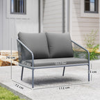 Solarias Canapé de jardin 2 places en résine tressée avec coussins canapé d'extérieur accoudoirs cadre en acier 112x72x76cm 