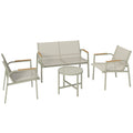 Solarias Salon de Jardin Ensemble de Terrasse avec Canapé 2 Places, 2 Fauteuils et Table Basse en Verre Trempé 4 Pièces Vert