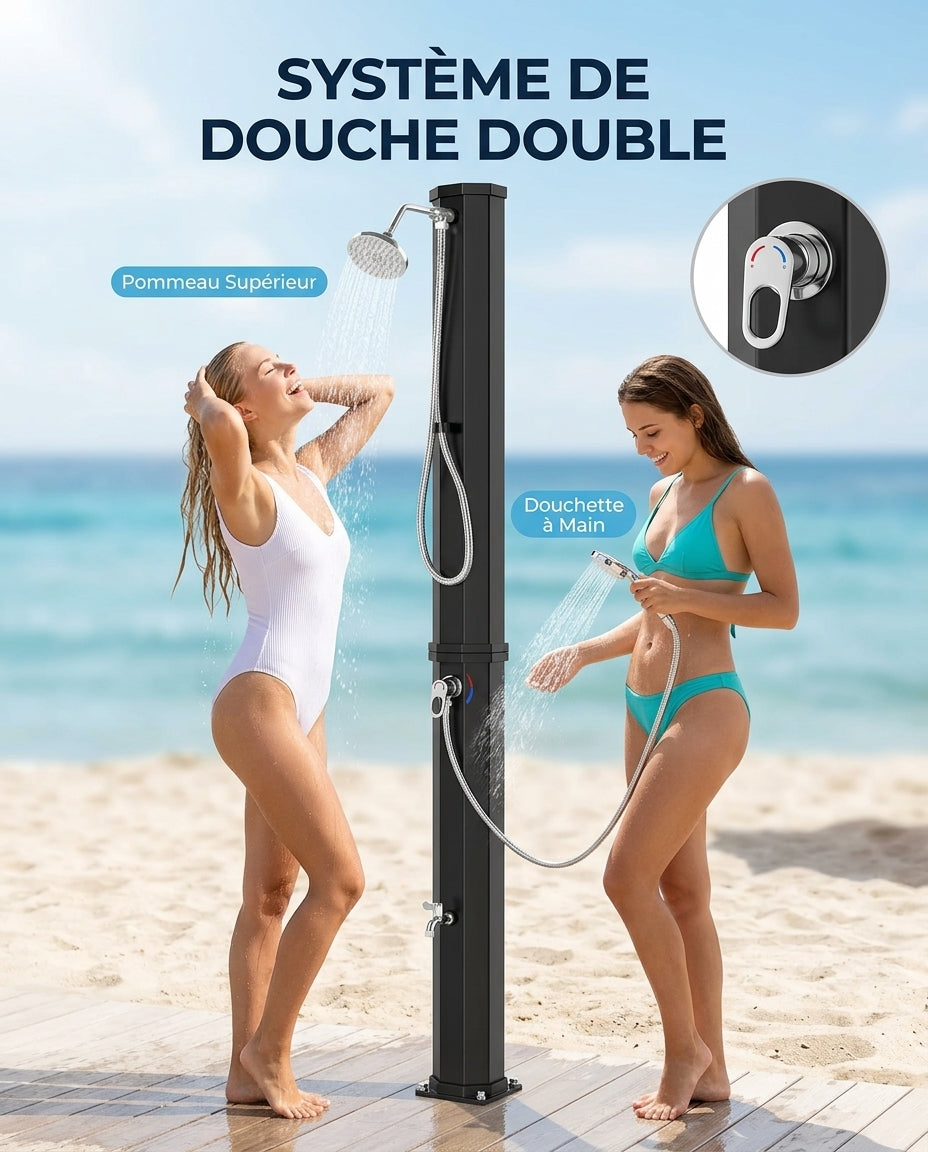 Solarias Douche Solaire 60L XXL – Familiale, Douchette à Main, Mitigeur — systeme douche double