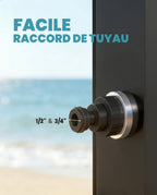 Solarias Douche Solaire 60L XXL – Familiale, Douchette à Main, Mitigeur — raccord tuyau detail
