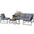 Solarias Salon de Jardin Extérieur 5 Pièces, 2 Canapés, 2 Tables, 1 Chaise, Pochette de Rangement, 182x167x65cm, Gris Foncé