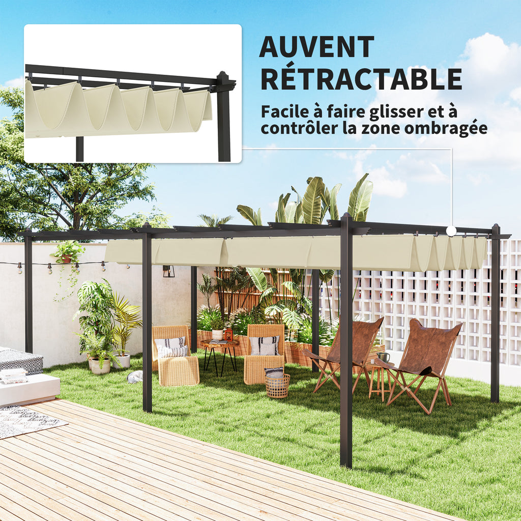 Solarias Pergola rétractable 3,5 x 6 m pergola pour terrasse structure en aluminium + toile polyester - beige