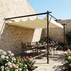 Solarias Toit de terrasse Pergola env. 4 x 3 m, toiture réglable, fixation murale, UV30+, Blanc crème