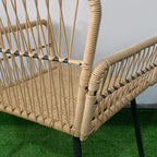 Solarias Ensemble salon de jardin 4 pièces canapé 2 places 2 fauteuils avec 7 coussins 1 table basse ronde, résine tressée