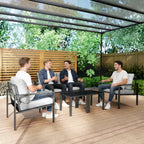 Solarias Ensemble de jardin 4 personnes résistant aux intempéries - ensemble balcon avec canapé 2 places, fauteuils, coussin