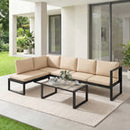 Solarias Ensemble de jardin 4 pièces, ensemble canapé avec 2 canapés 2 places, fauteuil sans accoudoirs, table basse, pour b