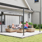 Solarias Pergola Rétractable Coulissante 3 x 3 m tonnelle de Jardin à fixation magnétique Tissu Polyester Haute densité gris