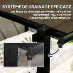 Solarias Pergola jardin extérieur en aluminium 3 x 3 m avec toit en polycarbonate imperméable et système de drainage, gris