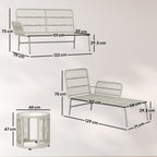 Solarias Polyrattan Set de meubles de jardin 3 pièces, salon avec chaiselongue canapé 2 places table en verre coussins amovi