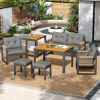 Solarias Ensemble canapé d'extérieur moderne, table amovible, accoudoirs tressés et coussins d'assise épais, Gris+Couleur na