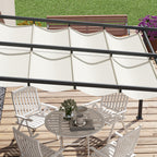 Solarias Pavillon de jardin 3 x 3m, auvent rétractable, montage mural, cadre en métal, Blanc crème