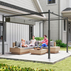 Solarias Pergola de jardin exterieur 3 x 3 m avec toit rétractable et fixation magnétique, abri soleil UPF30+, gris