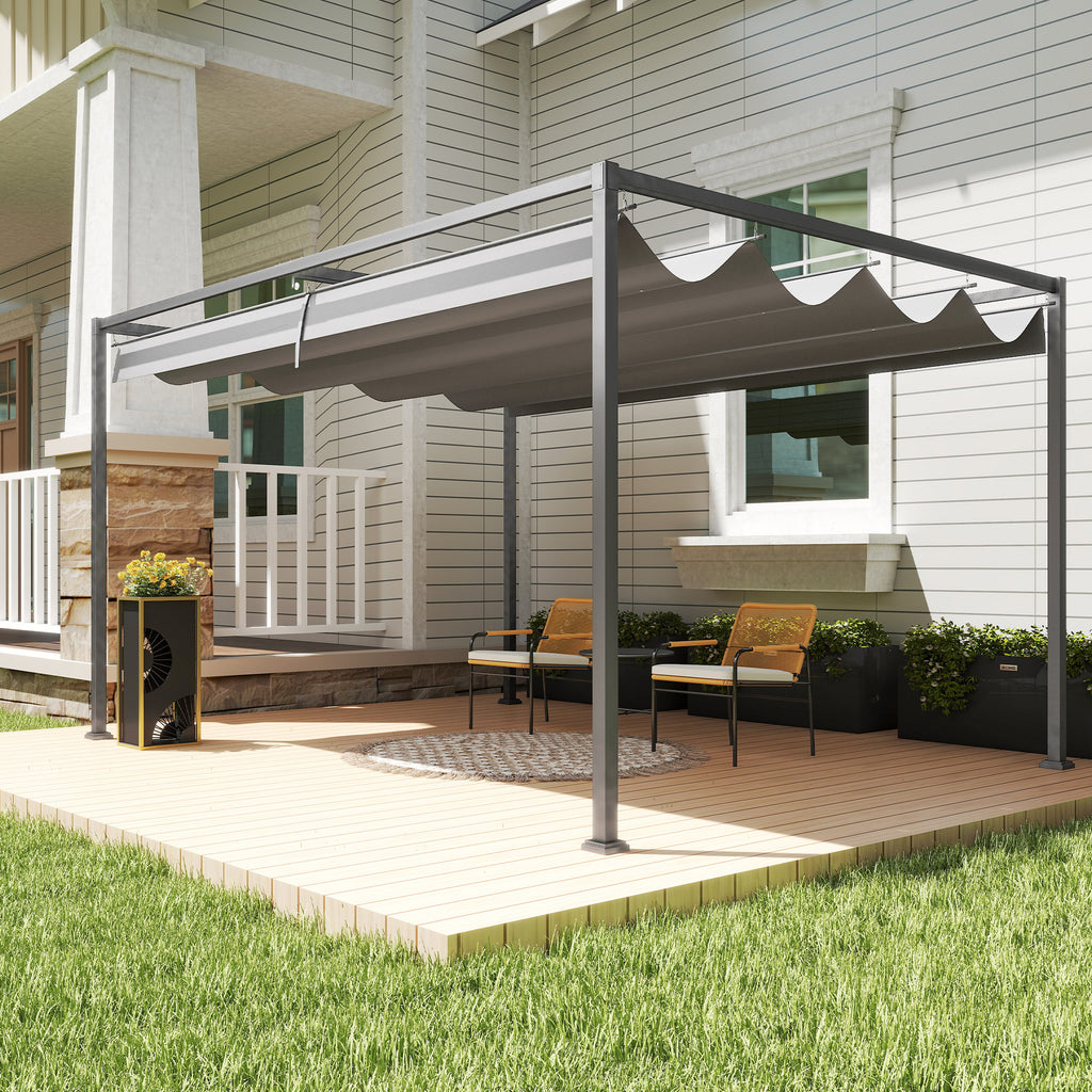 Solarias Pergola coulissante Pergola rétractable 4 x 3 m structure métal époxy anticorrosion toile polyester 180 g/m² gris f