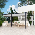 Solarias Pergola jardin exterieur 3 x 6 m pergola coulissante rétractable avec parois latérales, abri soleil UPF30+, gris