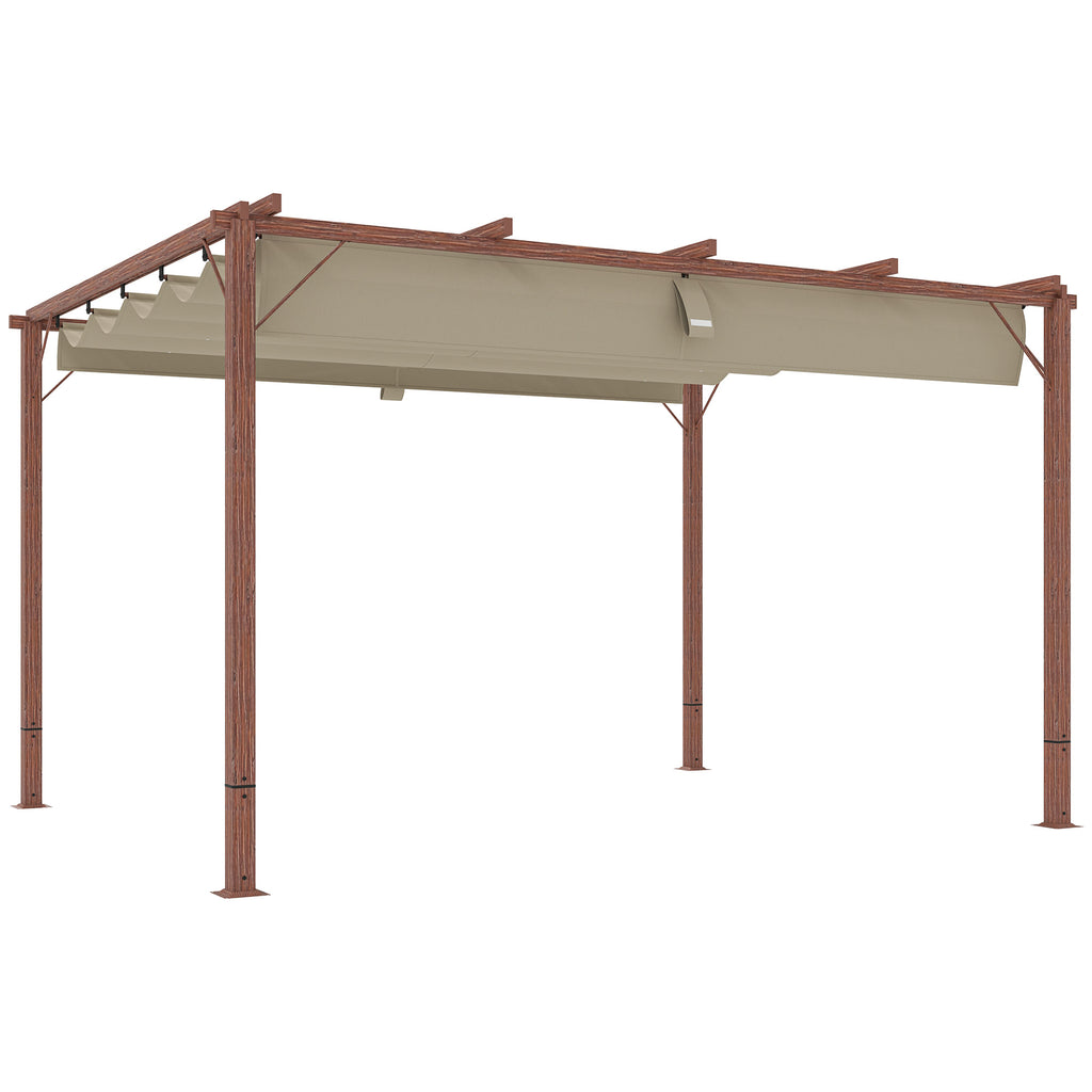 Solarias Pergola de jardin 3 x 4 m, Toit de terrasse réglable, Cadre en aluminium, Protection solaire UPF30+, Bois naturel