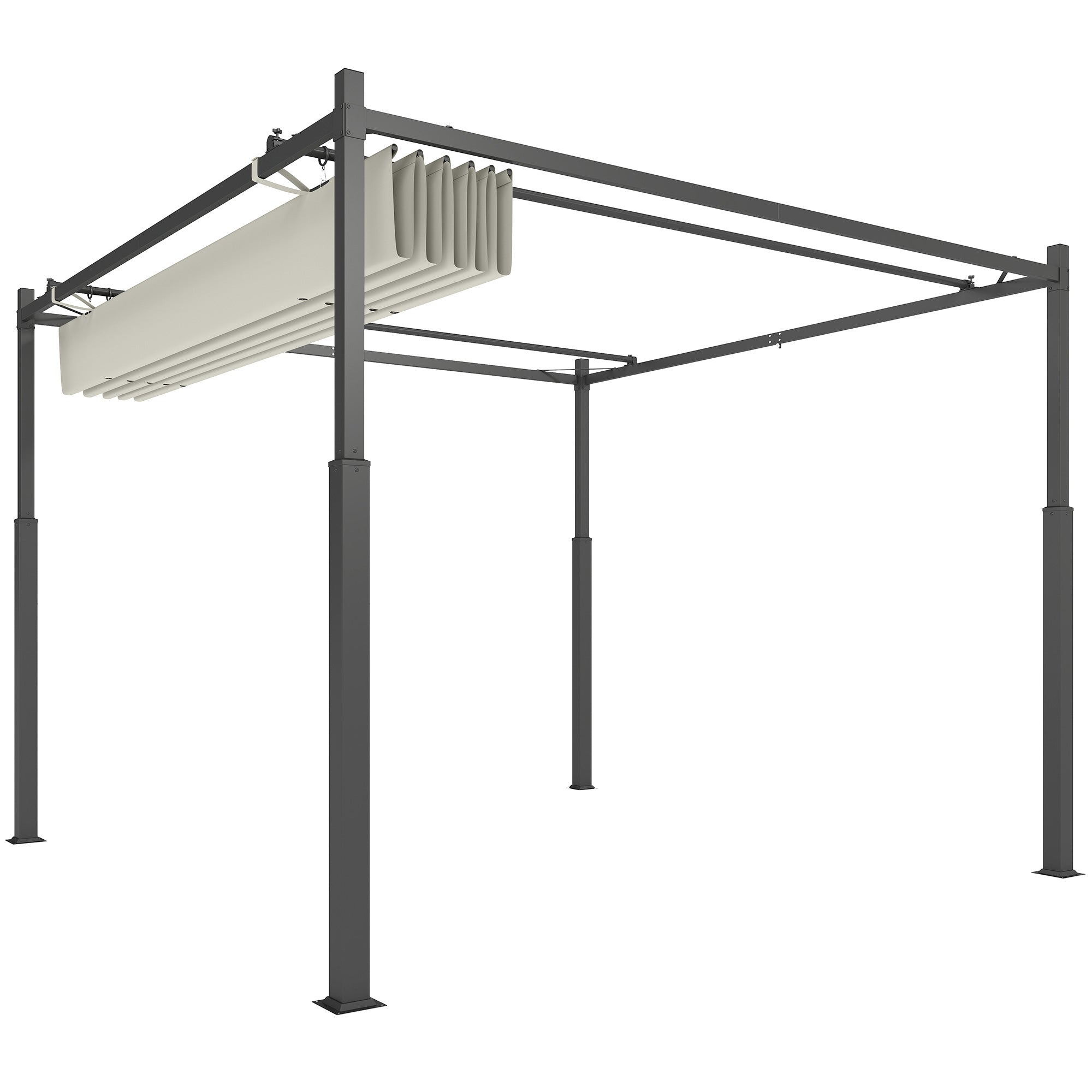 Solarias Pergola de jardin exterieur 3 x 3 m avec toit rétractable et fixation magnétique, abri soleil UPF30+, crème