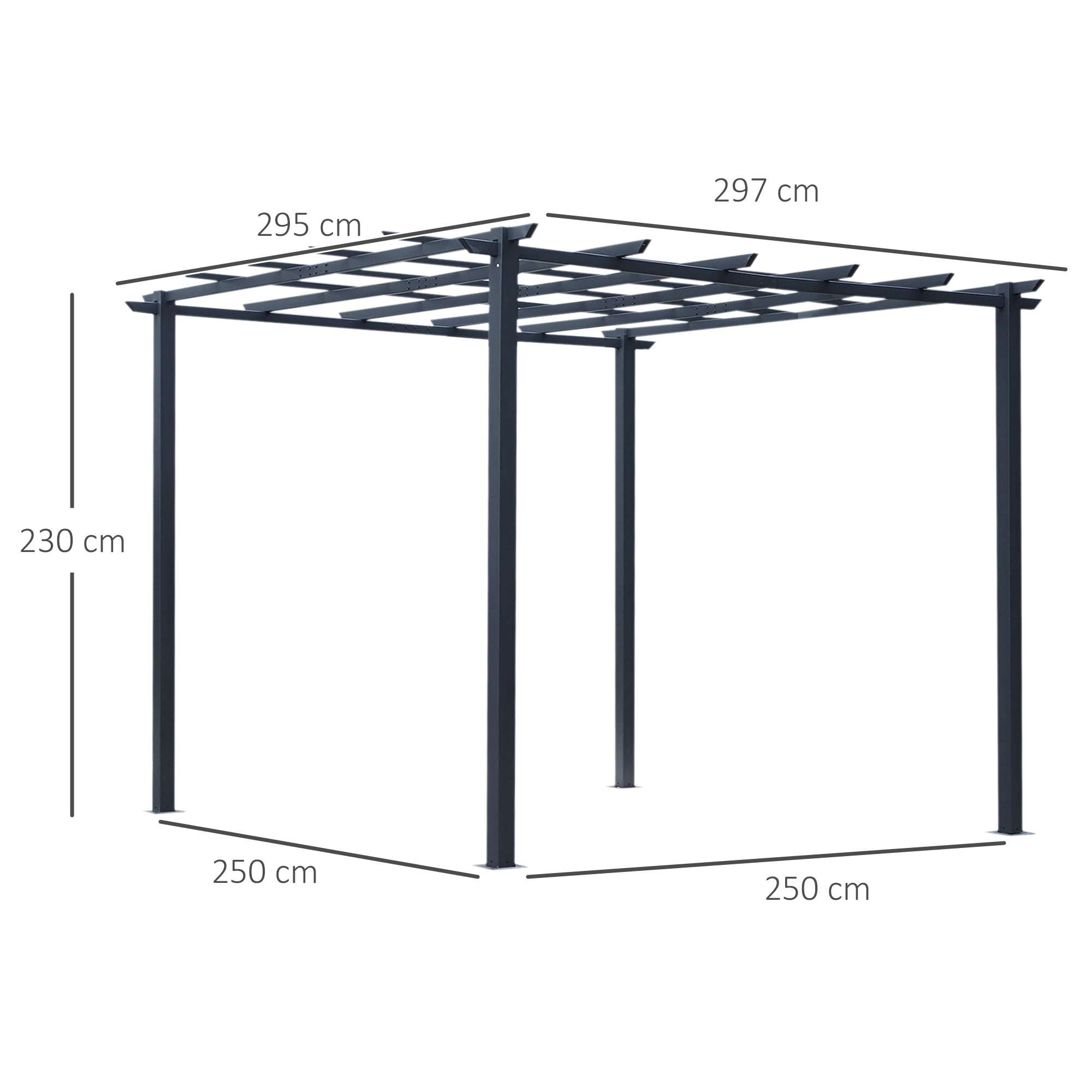 Solarias Pergola autoportante Style Contemporain - Toit terrasse à décorer - dim. 3L x 3l x 2,3H m - métal époxy anticorrosi