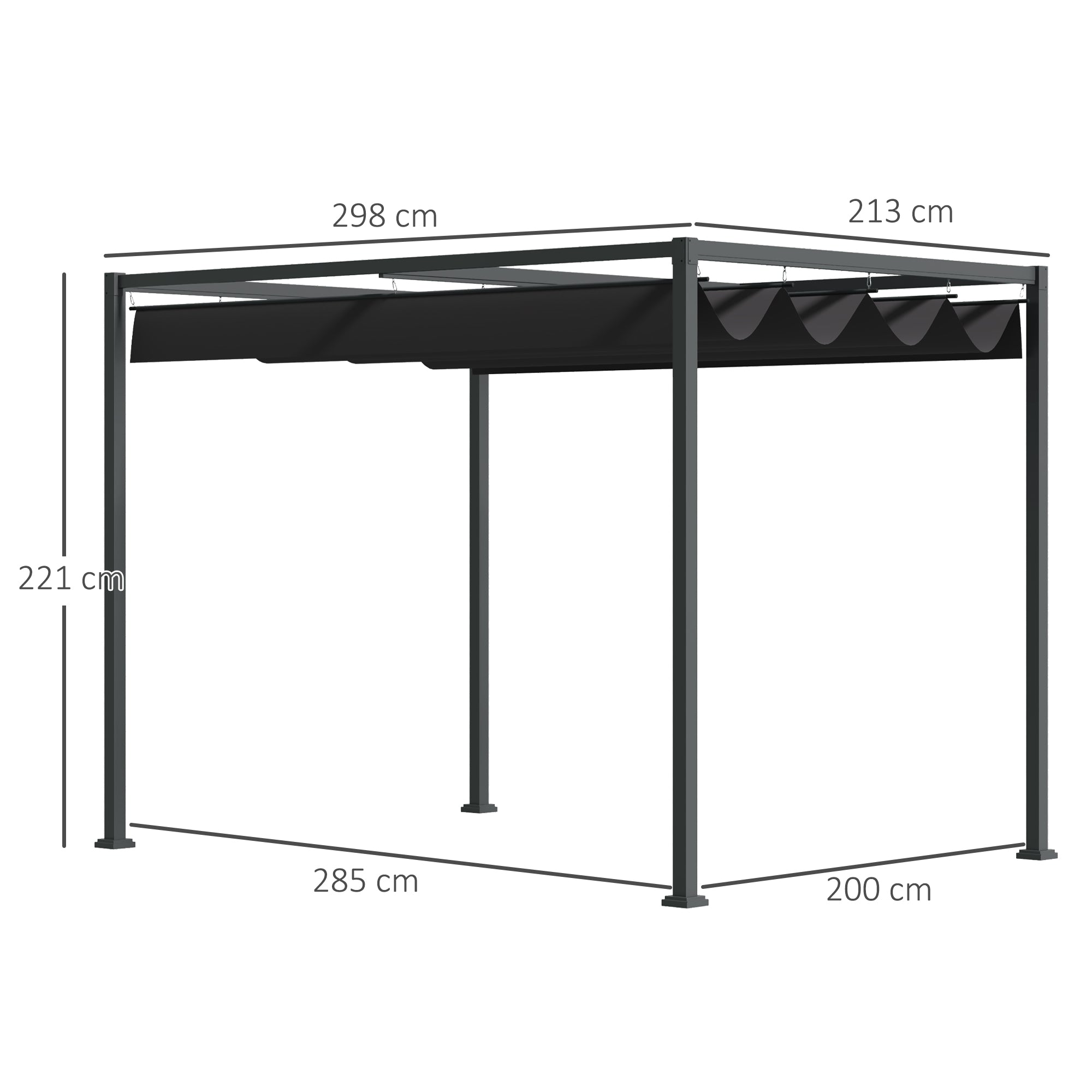 Solarias Pergola env. 3x2m Pavillon de Jardin au Toit Coulissant en Métal Pergola de Jardin Autoportante avec Toit Réglable,