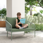 Solarias Canapé de jardin 2 places en résine tressée avec coussins canapé d'extérieur accoudoirs cadre en acier 112x72x76cm 