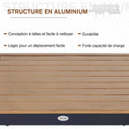 Solarias Ensemble Salon de Jardin d'angle Design Contemporain 5 Places Coussins Marron Table Basse alu. Noir et Imitation Bo