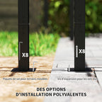Solarias Pergola jardin exterieur 3 x 6 m pergola coulissante rétractable avec parois latérales, abri soleil UPF30+, gris