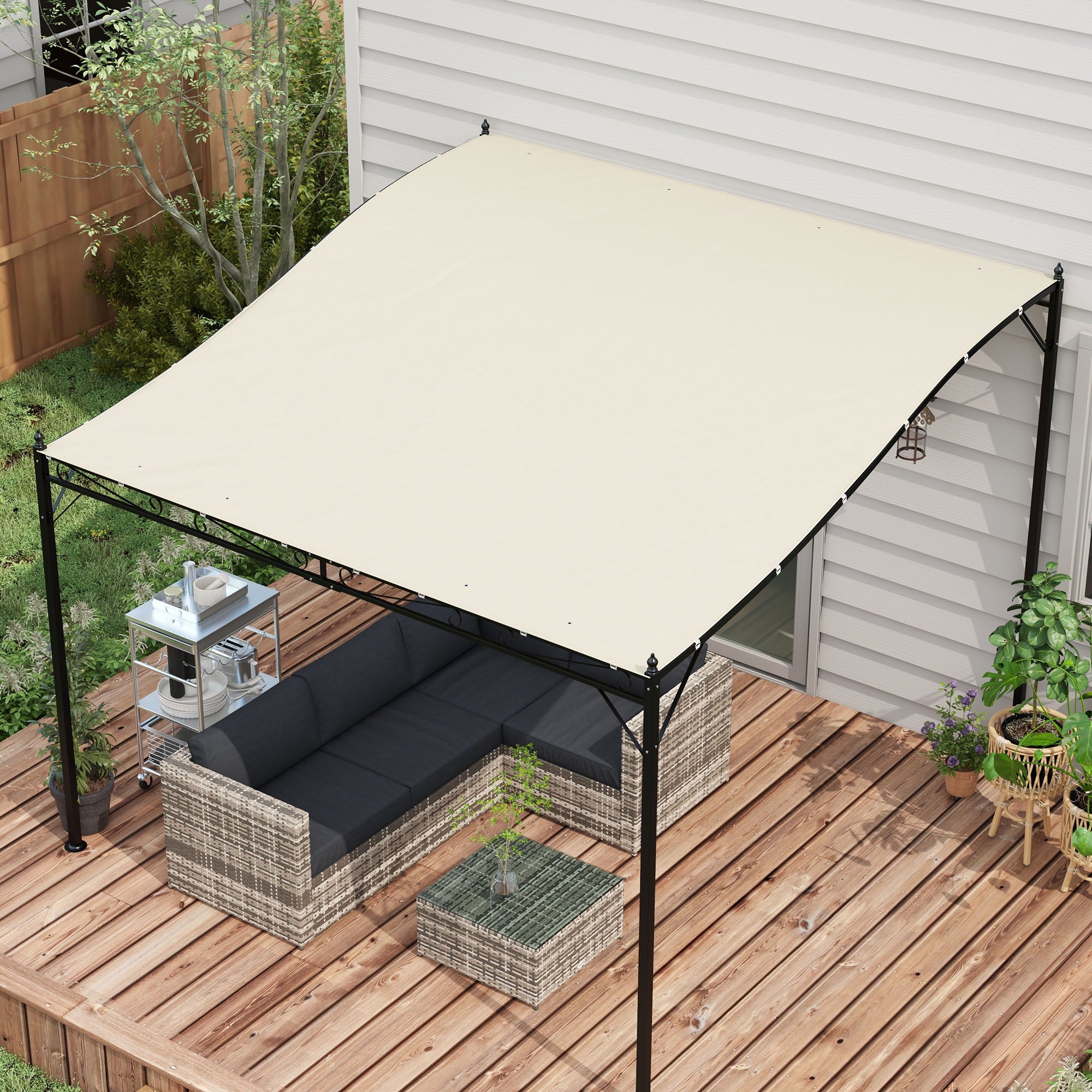Solarias Pergola de jardin en toile 2.5x3 m avec 8 Trous de Drainage, en Polyester, 297x243 cm, Beige
