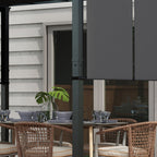 Solarias Pergola avec 3 toiles coulissantes 3,5 x 3 x 2,35 m structure acier noir toile polyester gris foncé