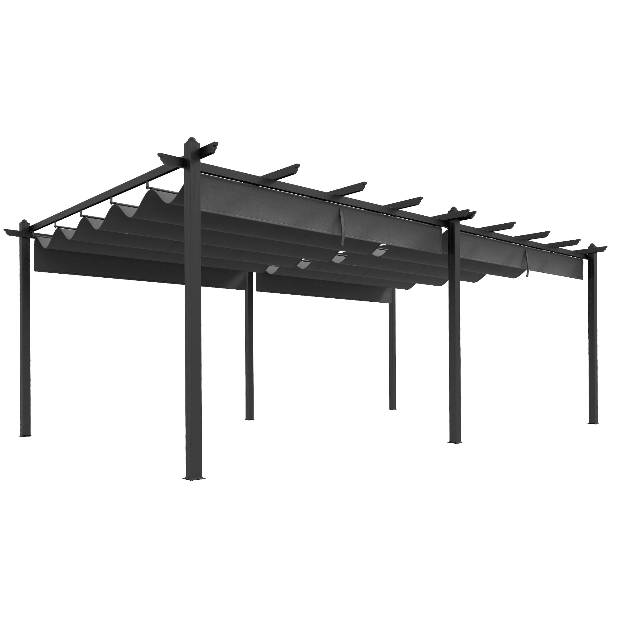 Solarias Pergola rétractable 3,5 x 6 m pergola pour terrasse structure en aluminium + toile polyester - gris foncé