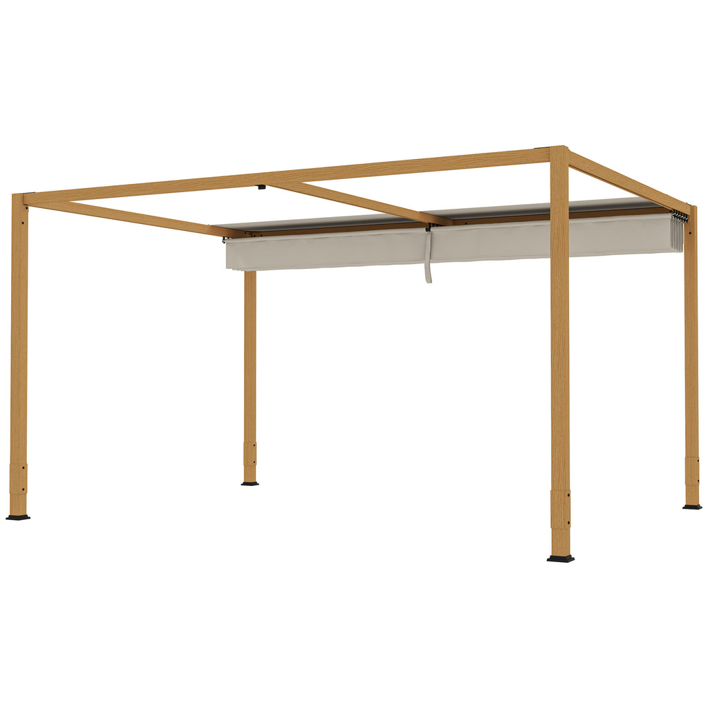 Solarias Pergola extérieure 4 x 3 m avec toit rétractable et cadre en aluminium effet bois