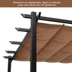 Solarias Pergola Rétractable en polyester Marron Clair 4 x 3 x 2,65 m