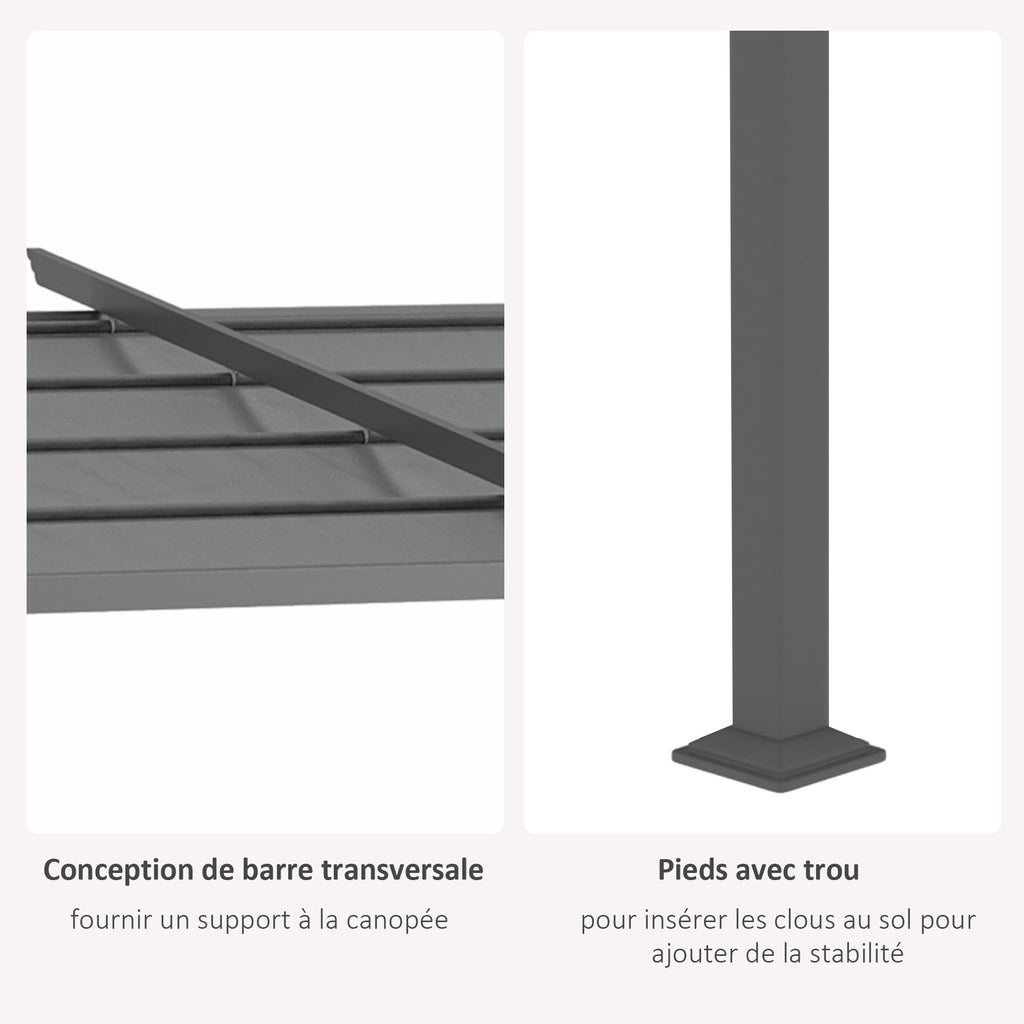 Solarias Pergola rétractable 4 x 3 m structure métal époxy anticorrosion toile Polyester180 g/m² Incluse Gris