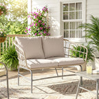 Solarias Canapé de Jardin 2 Places en Résine Tressée Coussins Épais Anti-glisse 120 x 67 x 79 cm Marron
