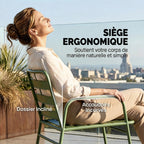 Solarias Salon de Jardin Extérieur en Acier 4 Pièces, Canapé 2 Places, 2 Fauteuils, Table Basse, à Lattes, 112x60x75cm, Vert