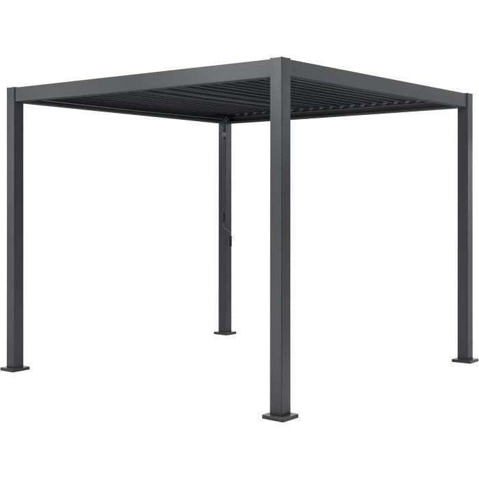 Solarias Pergola bioclimatique GAYA - Structure en aluminium et en acier - 290x290xH240 cm - Gris