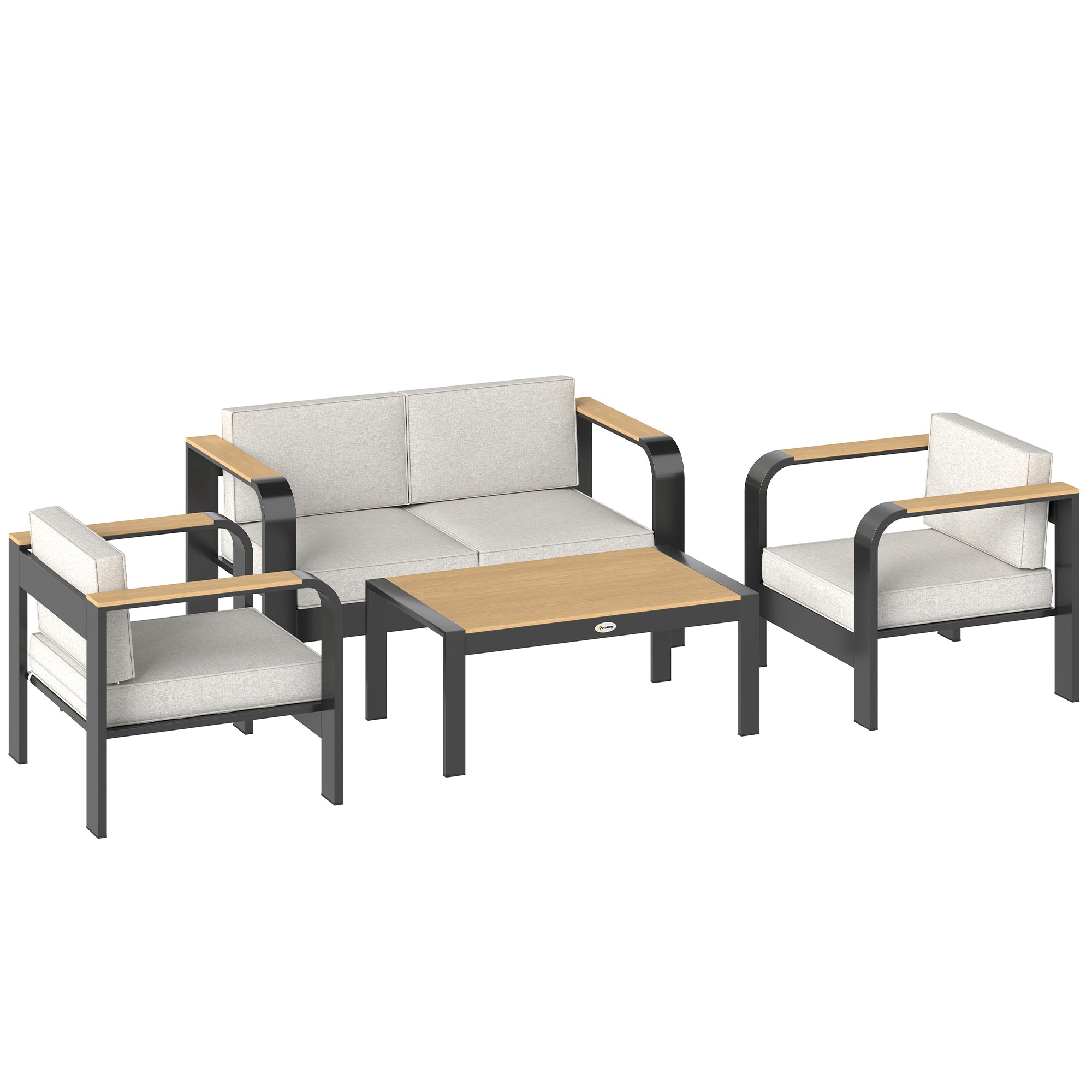 Solarias Ensemble de jardin en aluminium pour 4 personnes résistant à l'eau extra profond avec canapé 2 places et 2 fauteuil