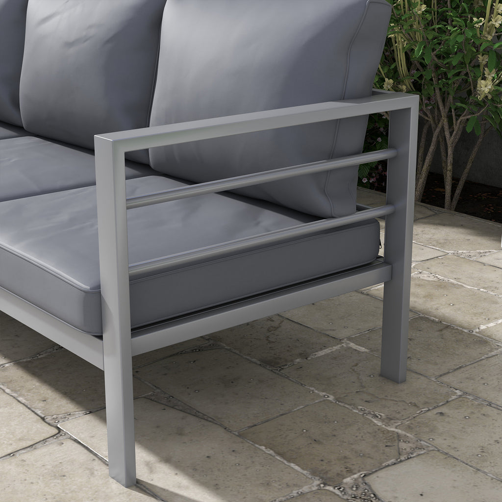 Solarias Canapé de jardin 3 places avec coussins d'assise et dossier - canapé extérieur en aluminium 185L x 66l x 64H cm