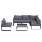 Solarias Ensemble salon de jardin d'angle design contemporain style yachting 5 places modulable avec coussins et table basse