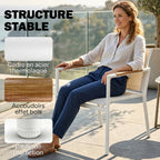 Solarias Salon de Jardin 4 Pièces en Textilène, Canapé, 2 Fauteuils, Table Basse avec Plateau en Métal, 106x70,5x77cm, Crème