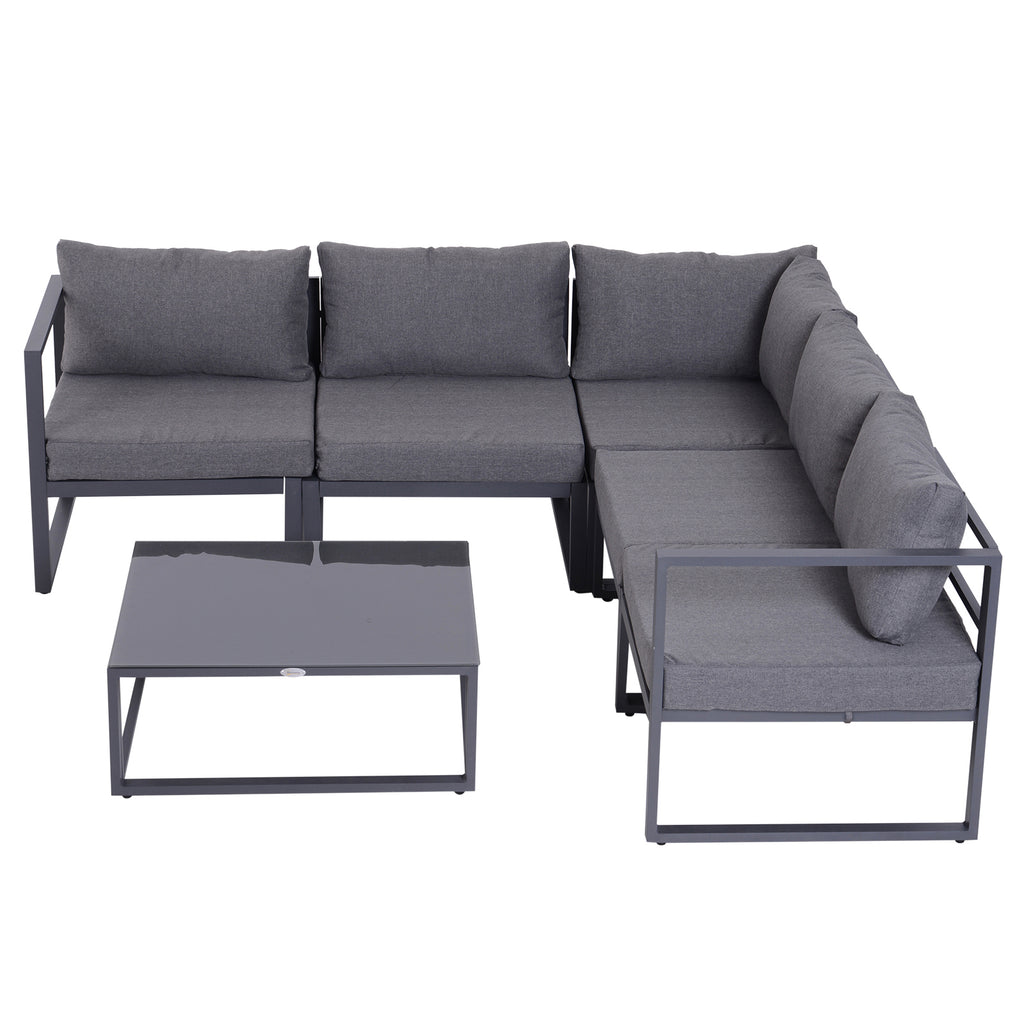 Solarias Ensemble salon de jardin d'angle design contemporain style yachting 5 places modulable avec coussins et table basse