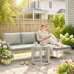 Solarias Polyrattan Set de meubles de jardin 3 pièces, salon avec chaiselongue canapé 2 places table en verre coussins amovi