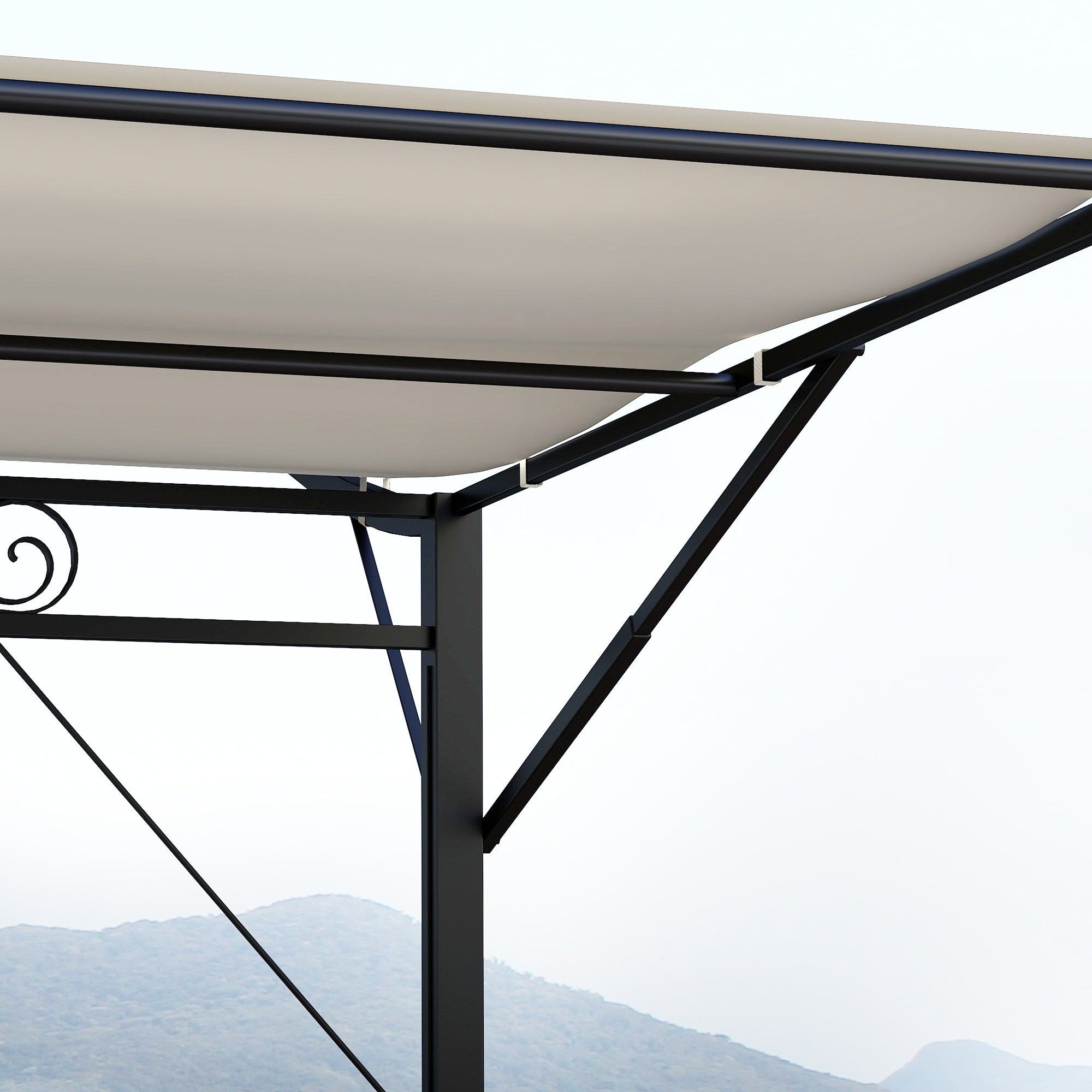 Solarias Pergola tonnelle de jardin avec auvent réglable acier polyester haute densité 3 x 2,5 m crème