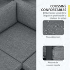 Solarias Ensemble salon de jardin d'angle design 5 places coussins table basse alu. gris anthracite et imitation bois