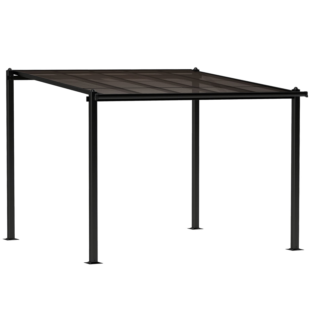 Solarias Pergola jardin extérieur en aluminium 3 x 3 m avec toit en polycarbonate imperméable et système de drainage, gris
