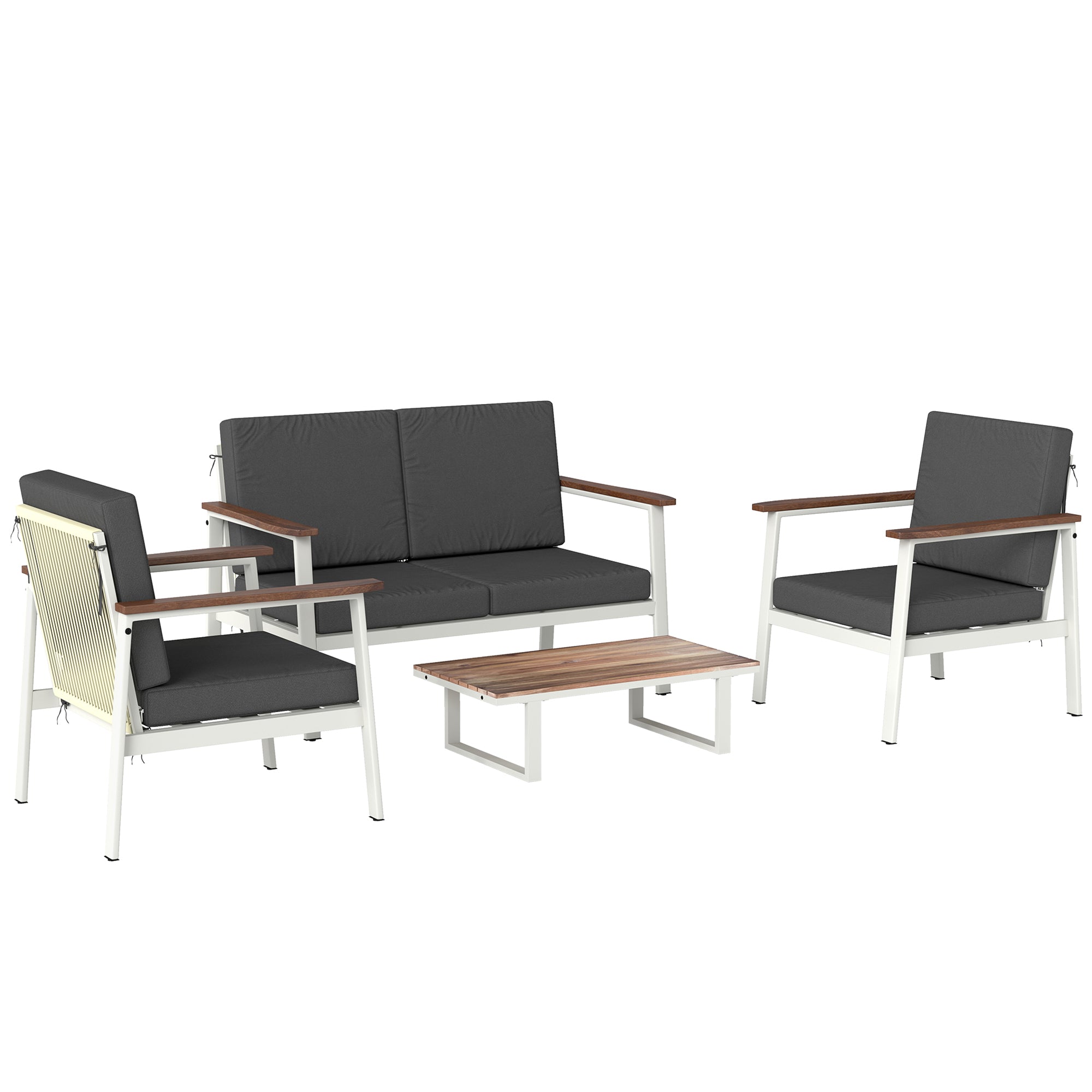 Solarias Ensemble Canapés Jardin 4 Personnes: 2 Fauteuils, Canapé, Table Basse.