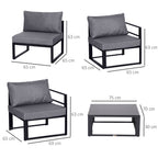 Solarias Ensemble salon de jardin d'angle design contemporain style yachting 5 places modulable avec coussins et table basse