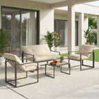 Solarias Salon de jardin 4 pièces 4 personnes avec canapé 2 places, 2 fauteuils et 1 table basse gris