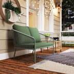 Solarias Canapé de jardin 2 places en résine tressée avec coussins canapé d'extérieur accoudoirs cadre en acier 112x72x76cm 
