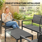 Solarias Salon de jardin extérieur 4 pièces canapé 2 places, 2 chaises et table basse, mobilier de jardin terrasse veranda, 