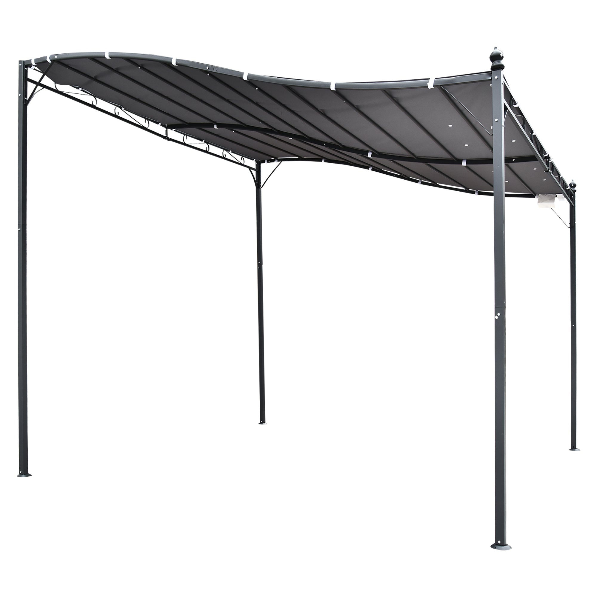Solarias Pergola tonnelle de jardin auvent 3 x 3 m adossable métal gris polyester imperméabilisé anti-UV gris