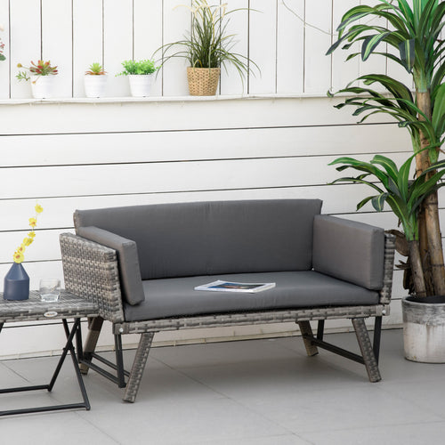 Solarias Canapé de Jardin 2 Places en Rotin Mobilier de Jardin Sofa de Salon Banquette de Jardin Lit de Jardin Pliable Accou